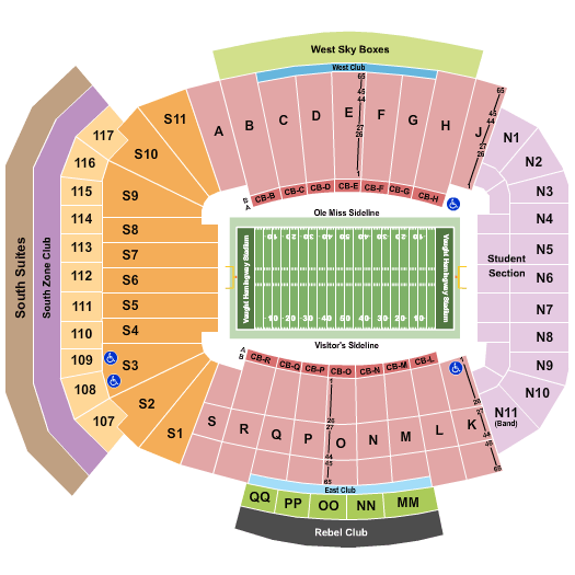 Vaught-Hemingway Stadium Seating Chart
